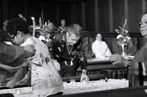 Lighting candles on All Saint's Day